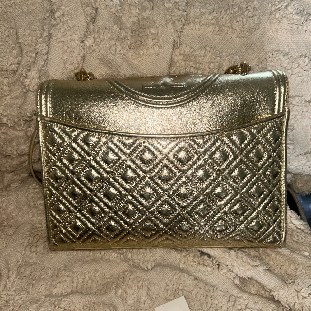 Gold Fleming convertible shoulder Bag soft leather Tory Burch